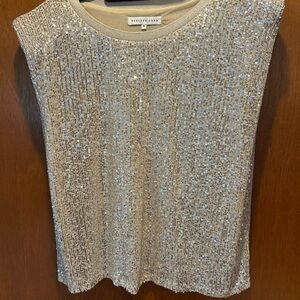 Endless Rose Silver Sequin Blouse